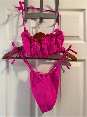 Hot Pink Brazilian Tie-Side Bikini Set